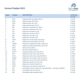 Prijslijst catalogus 2023